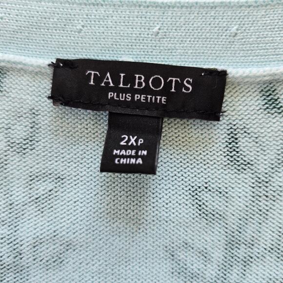 Talbots Cardigan Women's 2XP Blue Ice Heritage Green Flowing Florals Casual - Picture 4 of 8